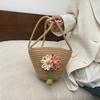 Cotton Rope Woven Bag Cute Flower Shoulder Ins Bucket Women's Beach Cross-body