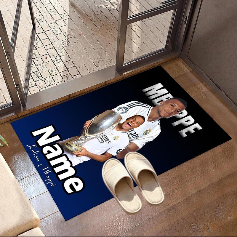 Custom Name Personalized Kylian Mbappe Print Carpet, Versatile Home Decor Rug, for Playroom, Apartment, Balcony, Entryway, Hallway Gift