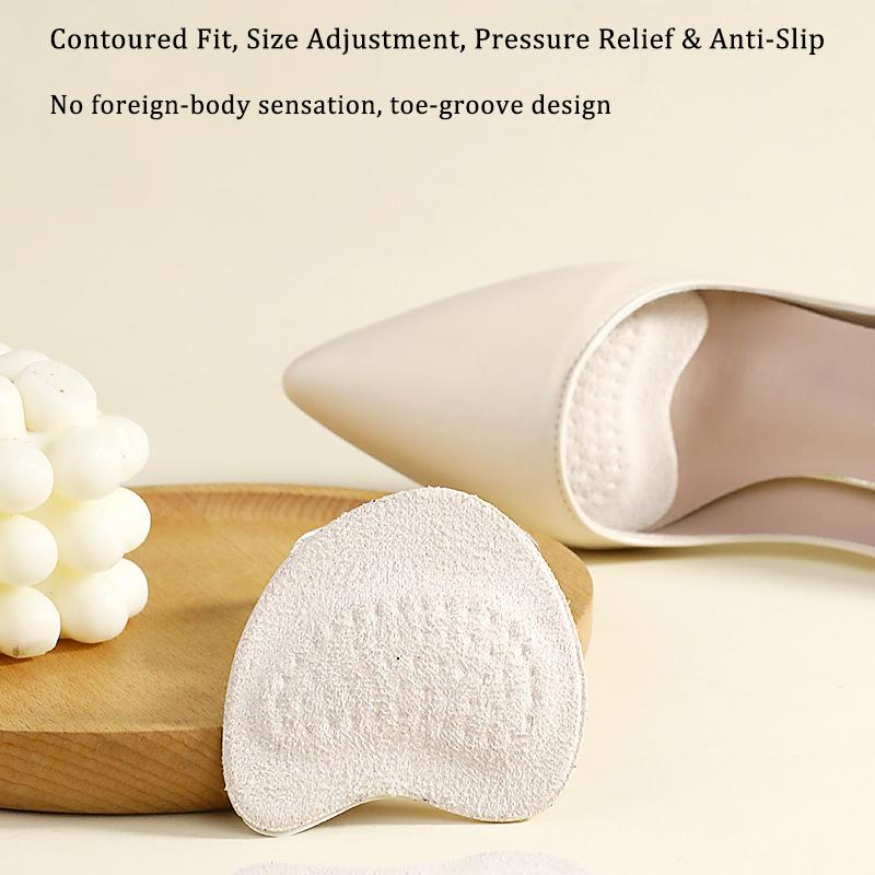 4pcs Sandals Anti-slip Forefoot Pads Stickers Thickened Suede Forefoot Half Inserts High Heel Pain Relief Toe Cushion Foot Care
