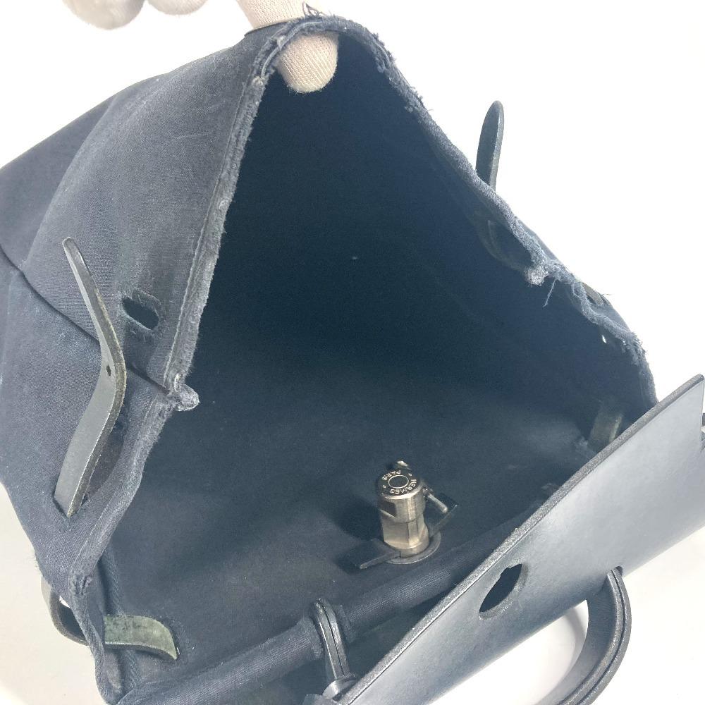 HERMES Herbag ad PM Handbag Tote Bag Hand Bag Leather/Canvas Black
