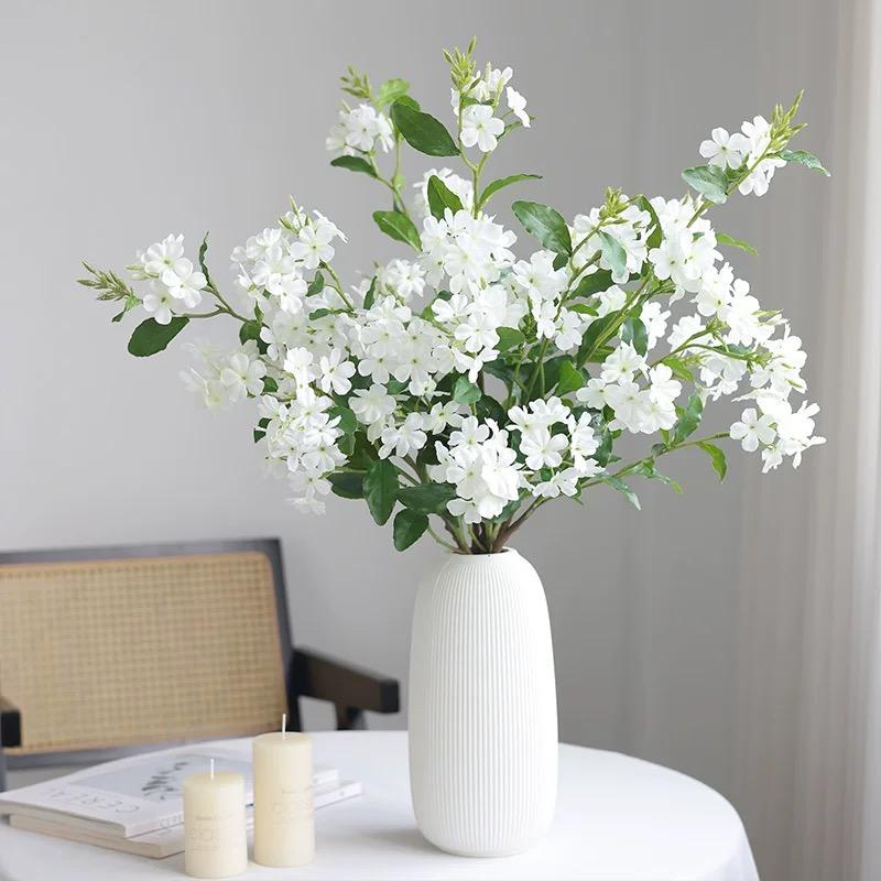 3Pcs/6Pcs Fake Silk Blue Flowers Artificial Plumbago Flower Realistic Blue & White Fake Floral Stems for Arrangements Home Decor