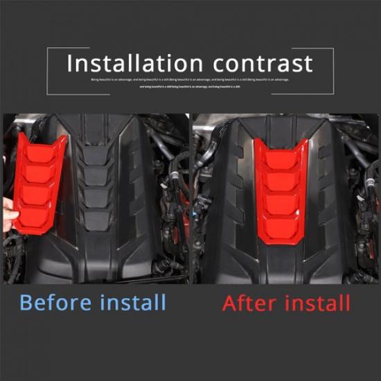 Red Engine Shroud Cover Panel Cover Trim For Corvette C8 -2025