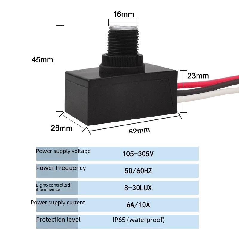 High-Power 110V/220V Outdoor Light Sensor: Activates at Night, Stays Off During Day