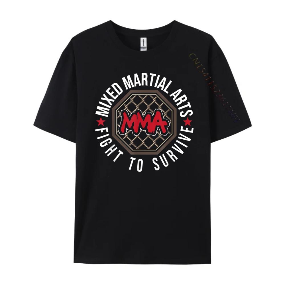 Fight To Survive Mixed Martial Arts Mma Bjj Cage Fighting Graphic T Shirts Men Oversized Long Sleeve TShirt 4TH of July