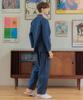[May Flower] Navy Pencil Stripe Long Sleeve Men's Pure Cotton Plus Size Pajama Set [Shipped from Korea] 100% Authentic