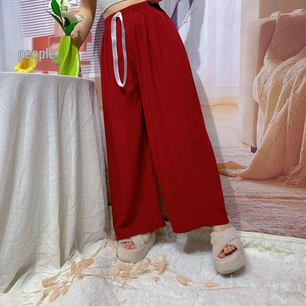 Damspecifika Plus Size Byxor i Bomull och Silke med Vida Ben - Casual Niopunktslängd för Hem & Utomhus