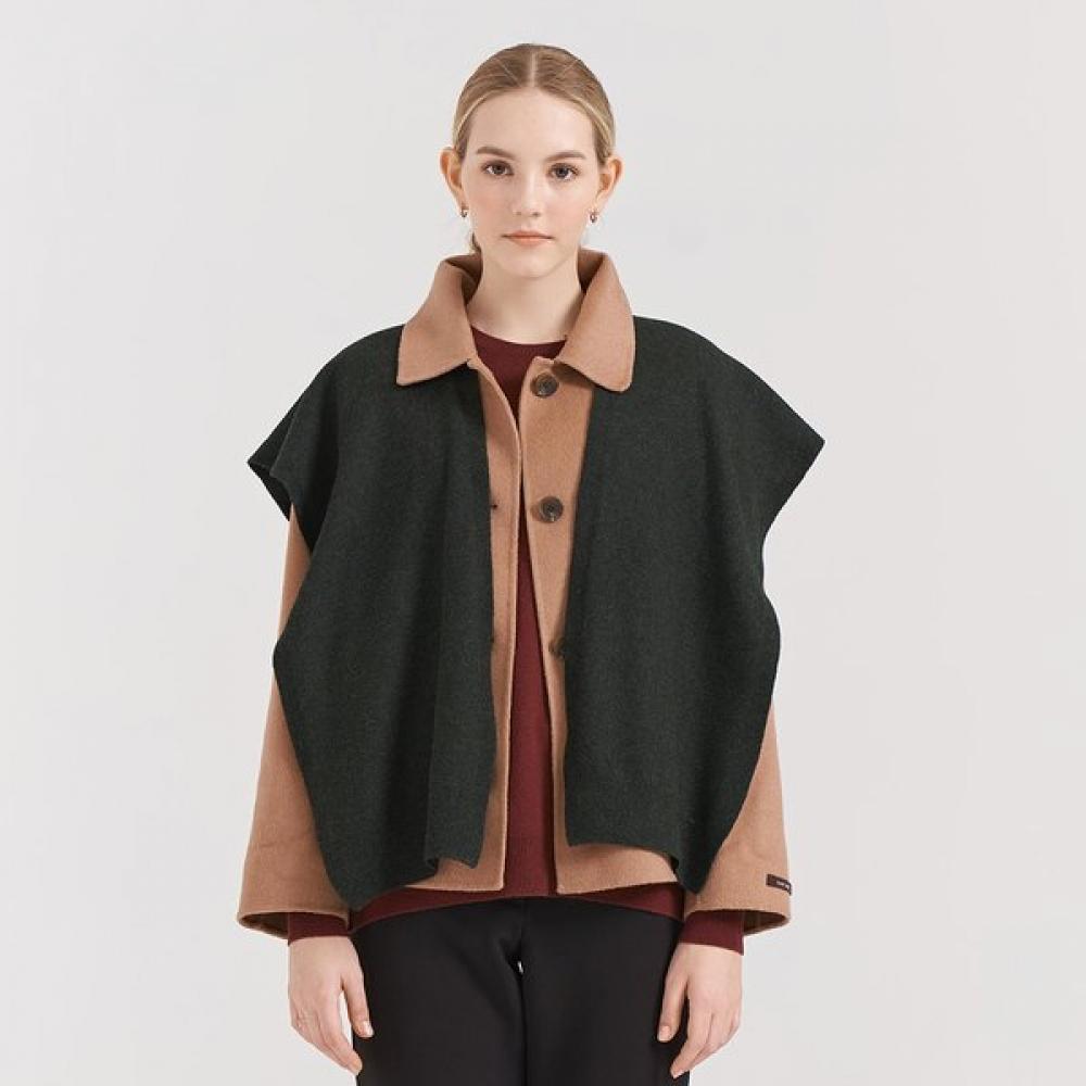 

Dal Cashmere Khaki Small Shawl Cape Single option