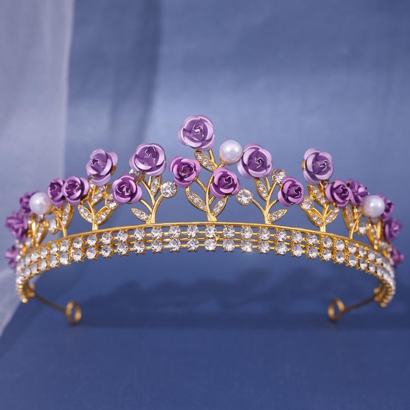 Meier Bridal ceramic crown hair accessories - rhinestone crown for updos and hairstyles фиолетовый