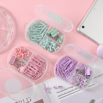 1 Set Paper Clip Durable Rustproof Dovetail Clamp I-shaped Nail Set with Storage Box for Office School Organization
