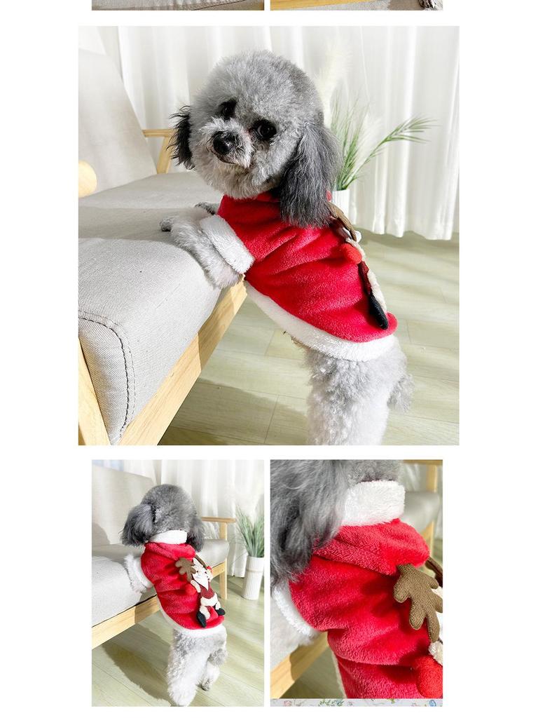Christmas Teddy Bear Formal Wear for Dogs & Cats - Thickened Autumn/Winter Two-Legged Pet Clothing