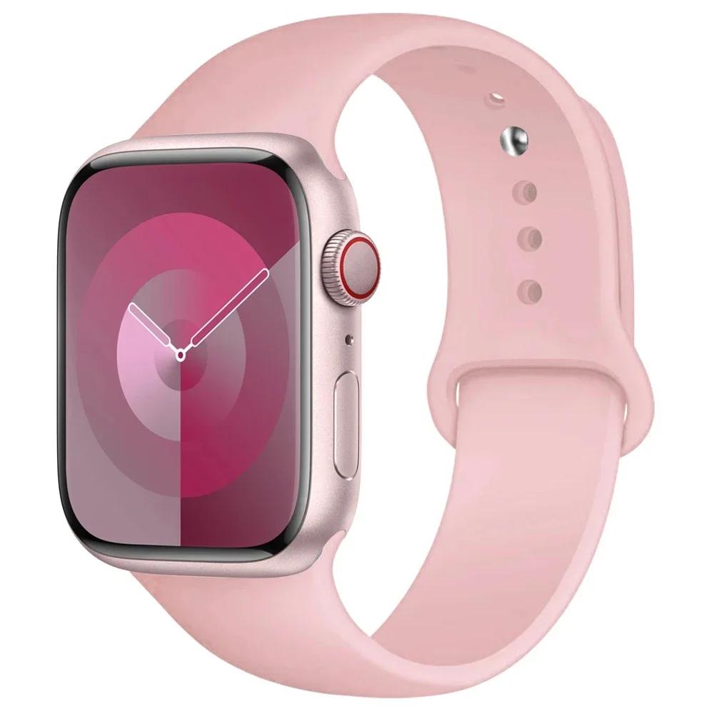 Silicone Strap For Apple Watch band 45mm 44mm 41mm 42mm 40mm 49mm 38mm correa bracelet iWatch series 9 8 5 4 3 8 6 SE 7 Ultra 2