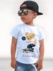 European Sizes Boys'  Print T-Shirt - Cute Skate Teddy Bear Graphic, Semi-Sheer Summer Short Sleeve Tee for Kids, Skate Park & Casual Wear