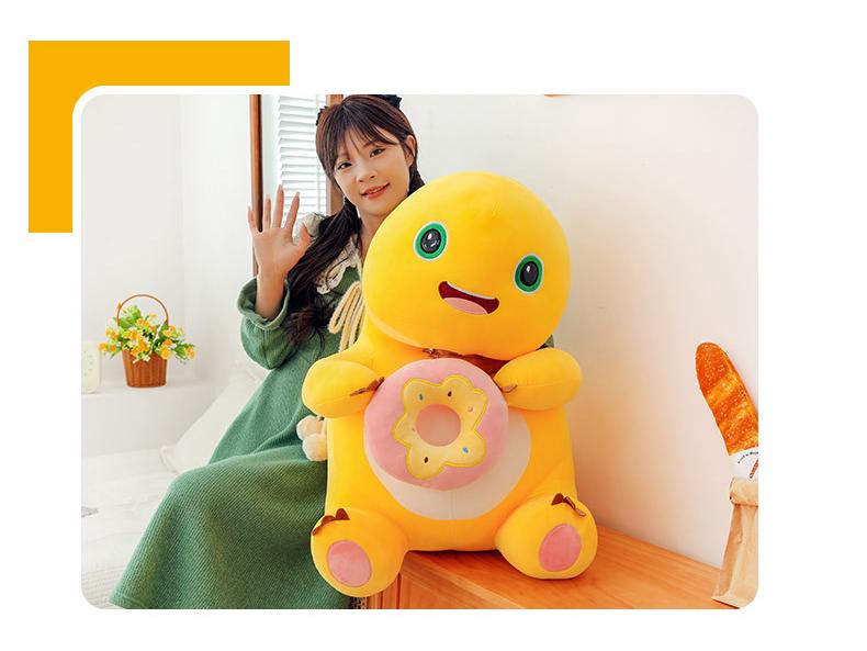 Adorable Yellow Milk Dragon Donut Pillow - Plush Toy for Relaxation