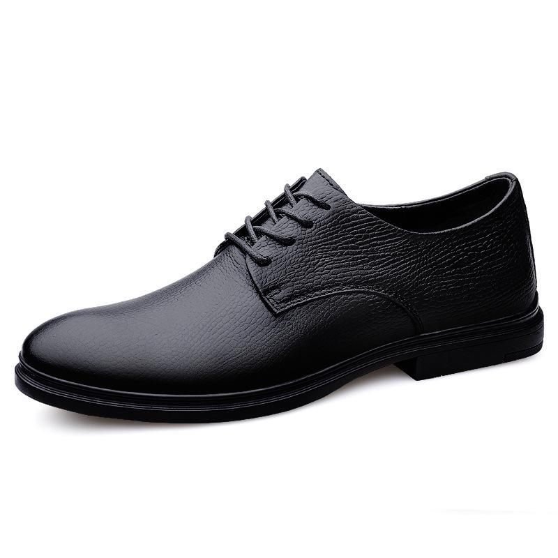 Men's Summer Business Leather Shoes - British Style Lace-up Casual Formal Genuine Leather, Large Sizes Available