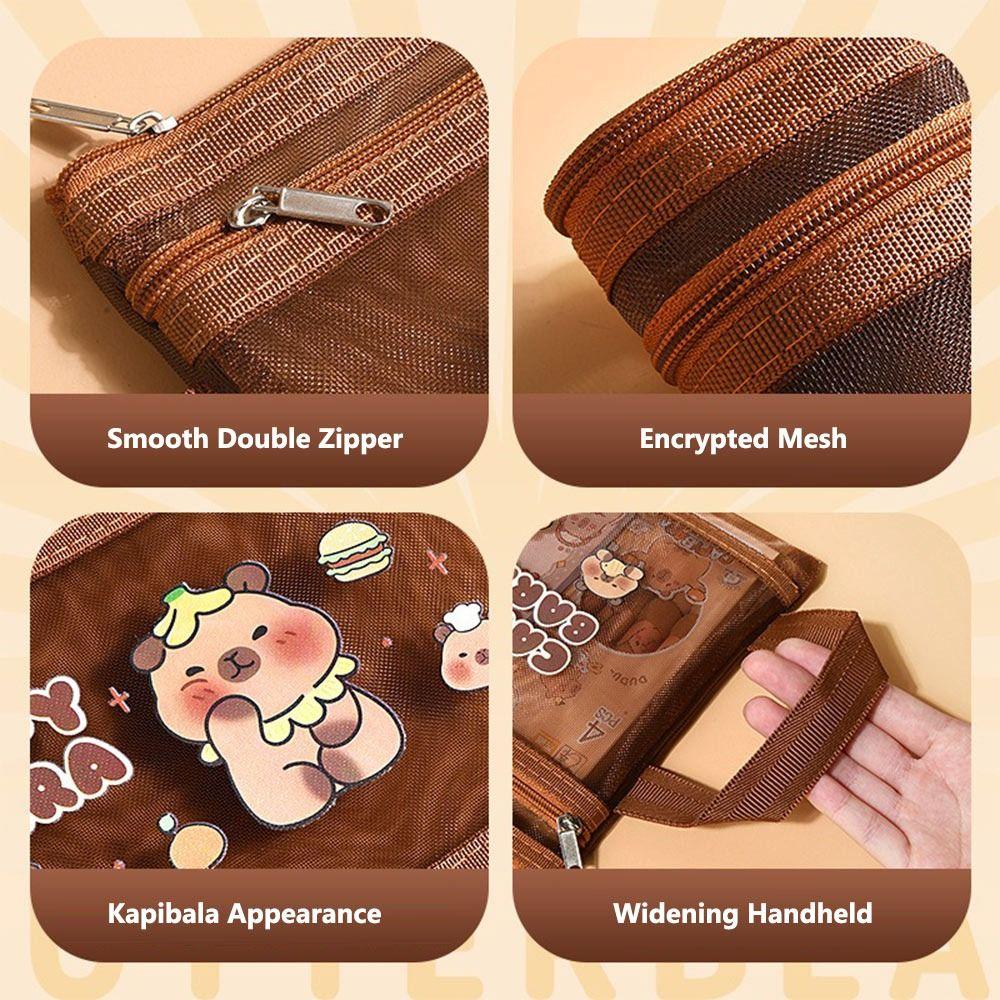Dark Brown Capybara Bag A4/A5/A6 File Bag Cartoon Pen Bag  Back To School