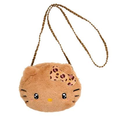 Sanrio Hello Kitty Gesichtsförmige Pelztasche ( Braun ) Japan NEU Sanrio Charaktere