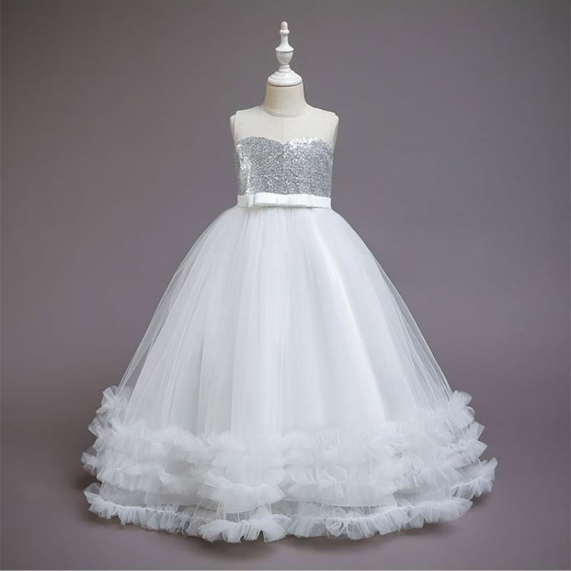 Baby Girls Flower Princess Lace Ball Gown Party Long Dress For Brithday Wedding Teenager Kids Christmas Dresses Children Clothes
