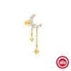 BOAKO 925 Silver Star Moon Chain Tassel Earrings for Women Fashion Luxury Fine Jewelry Dainty Piercing