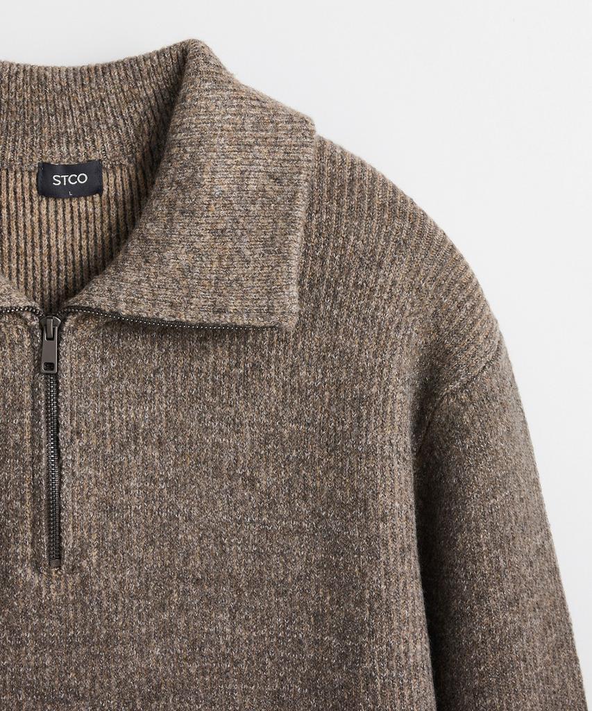 STCO Hug Me_Half-Zip Collar Knit_Brown (Semi-Oversized Fit)_Sktxd62Nsh