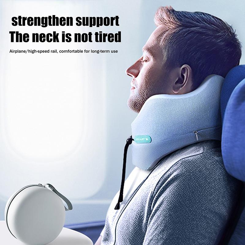 

Travel Neck Pillow Portable Soft Support Pillow For Airplane Car Train Travel Rest синій
