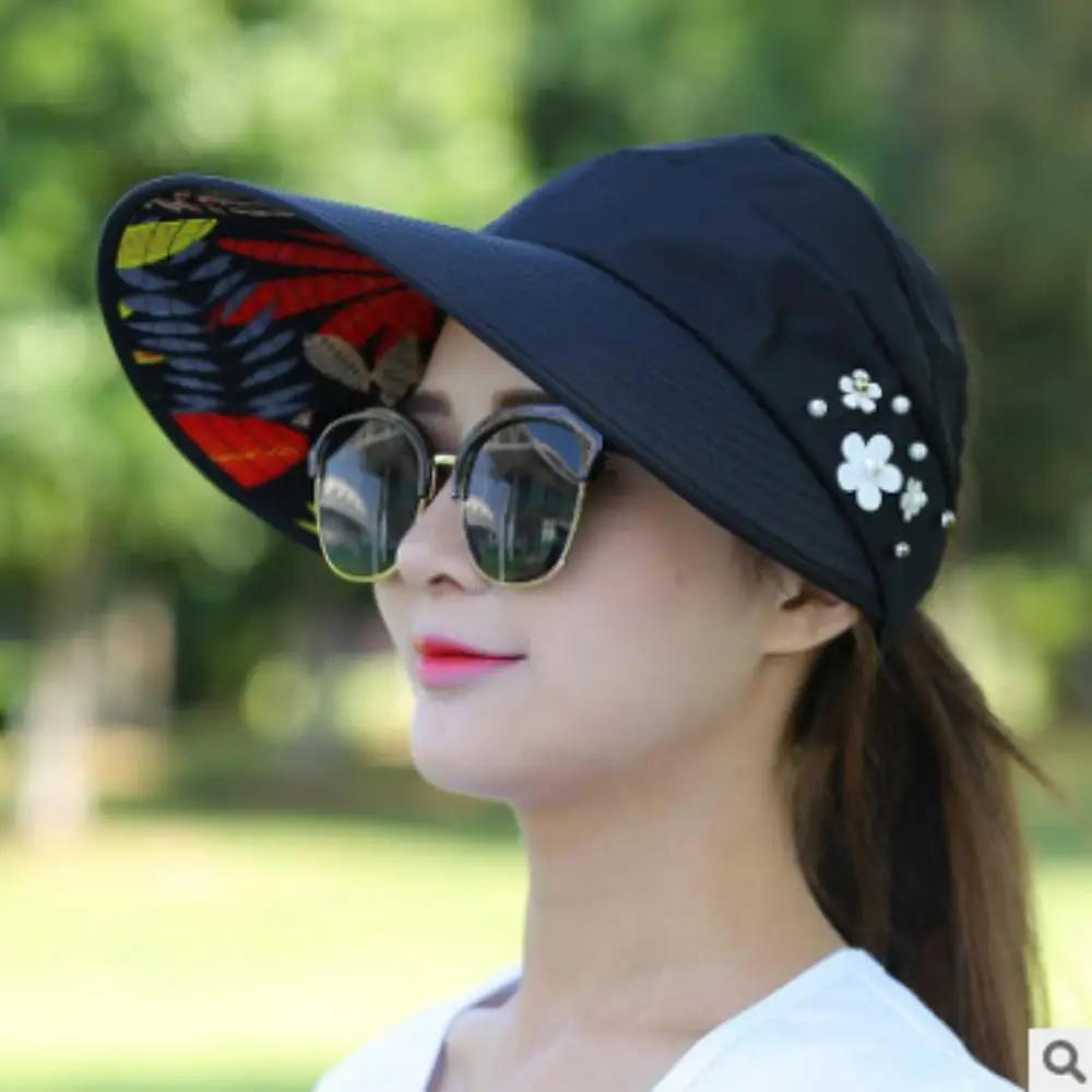 

Summer Sun Hats for Women Wide Brim Sun Hat UV Protection Caps Floppy Beach Packable Visor Protection Sports Sun Hat чорний