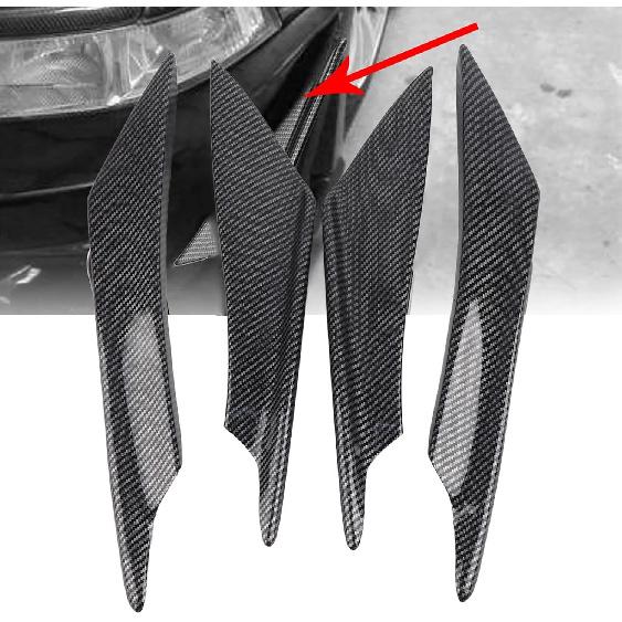 Frontstoßstangenlippe Splitter, Finnen-Canards Karosseriespoiler-Kit, 4 Stück Universeller Auto-Karosseriespoiler Frontstoßstangenlippe Splitter Finnen Zierleiste (Schwarz unlackiert)