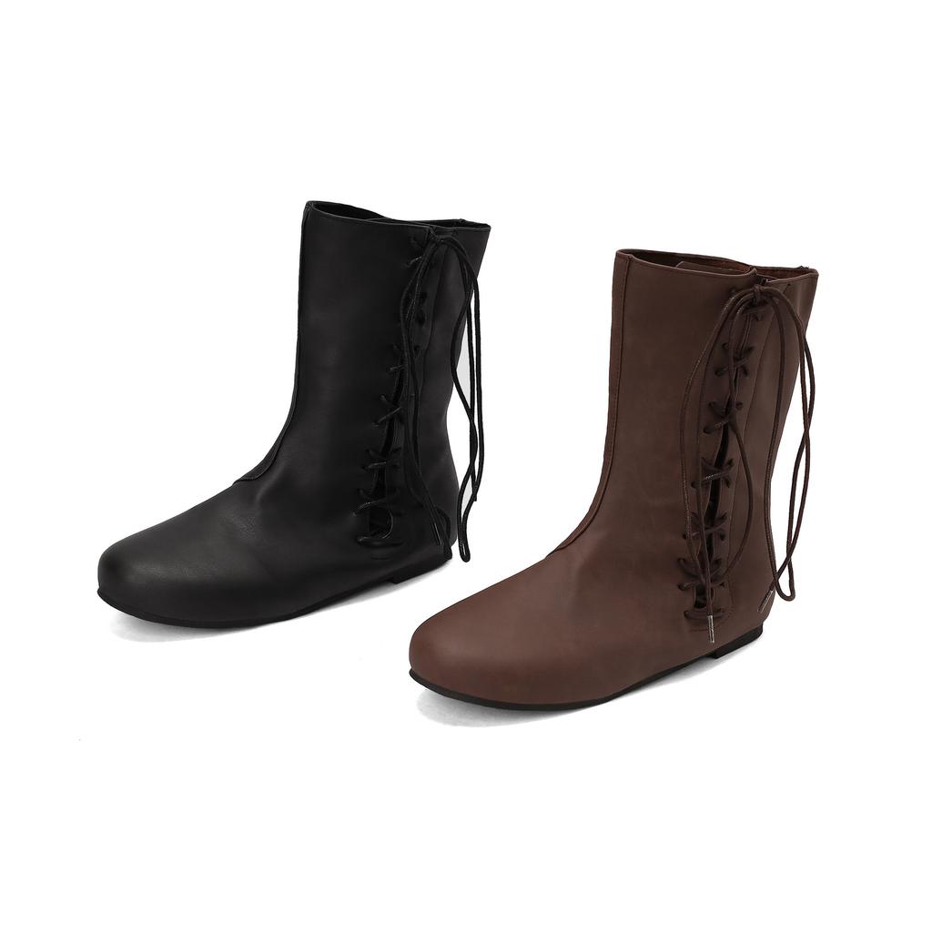 European and American style western short boots winter women's boots British women's shoes round head large size