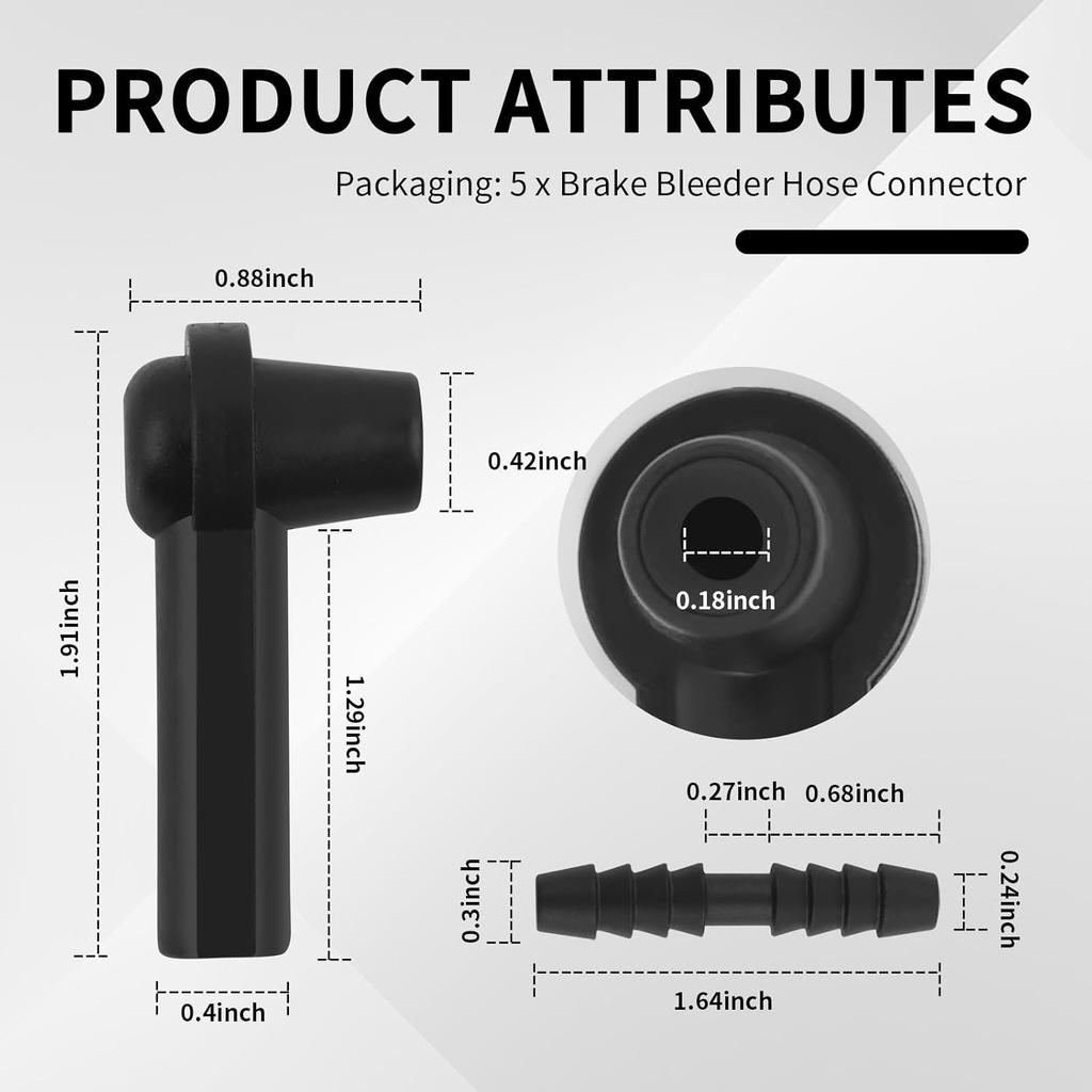 5PCS Brake Bleeder Kit Connector,Brake Fluid Bleeder Kit Bleeding Adapter Joint For Quick Brake Fluid/Air Changes,Brake Bleeder Hose Connector Fit