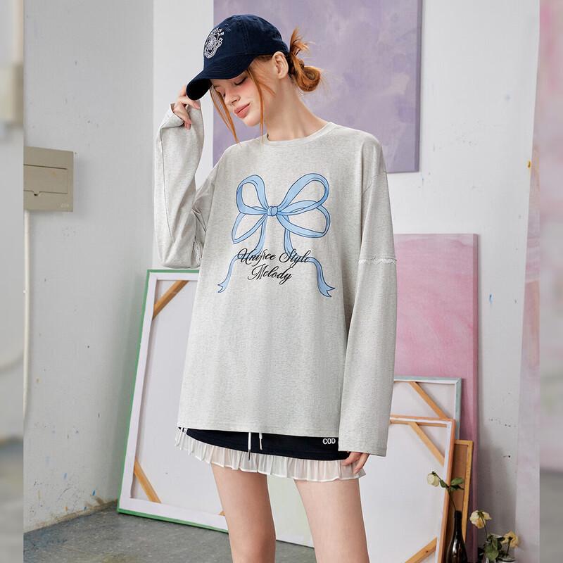 UNIFREE Bowknot Print Long Sleeve T-shirt M
