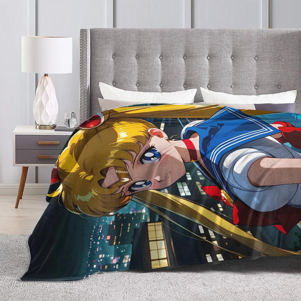 Sailor Moon Blanket  Super Soft Funny Plush Throw Blanket For Girls Boys Outdoor Flannel Bedspread Bed Cover