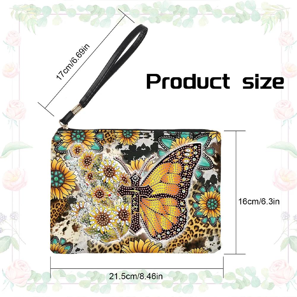 DIY Special Diamond Painting Pouch Peafowl Butterfly Flower Leather Chain Bags Women Storage Bag Diamond Embroidery Wallet Pouch