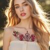 Colorful Flower Temporary Tattoo Stickers Chest Collarbone Scar Cover Waterproof Sexy Body Art