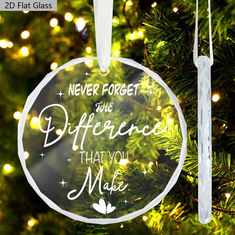 1pc Thank You Gifts for Women Men - Never Forget The Difference That You Make for Coworkers - Glass Ornament