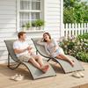Set of 2 S-shaped Lounge Chair Foldable Sleeping Bed 165x61x63cm Khaki