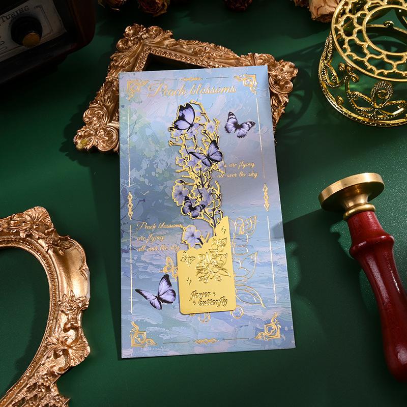 Metal Bookmarks - Vintage Leaf Shape Bookmarks Set, Enamel Gold Edge Book Page Clips, Elegant Chinese Style Reading Accessories (8cm X 8cm)