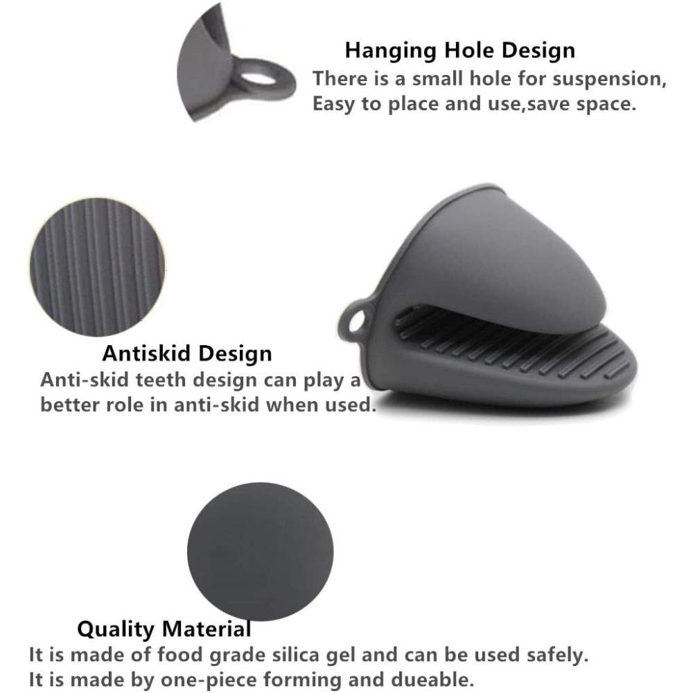 2 Pack Kitchen Gloves Oven Silicone Gloves Heat Resistant Anti-Scalding Non Slip Pot Clips BBQ Gloves Kitchen Cooking Baking