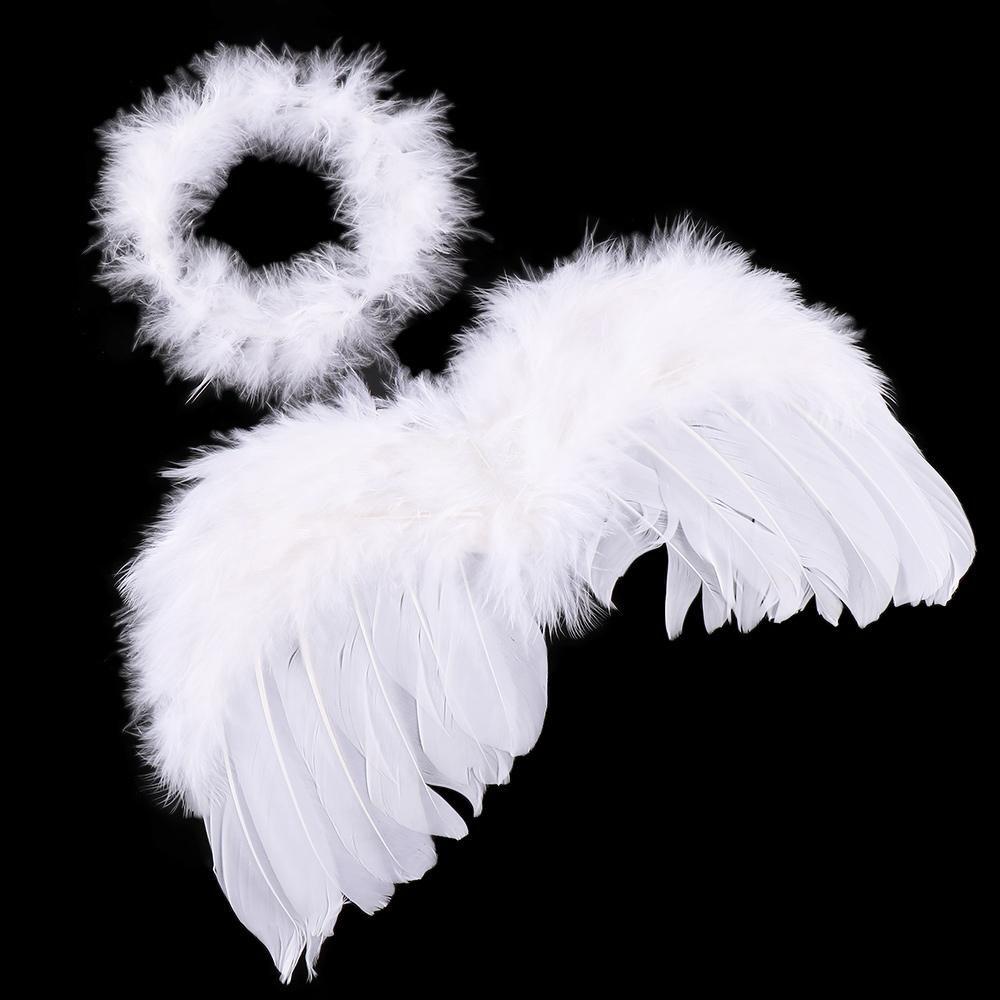 Infant White Angel Feather Wings Sets Lovely Baby Newborn Photography Outfit Props Kids Costume Headbands Photo Props Decoration