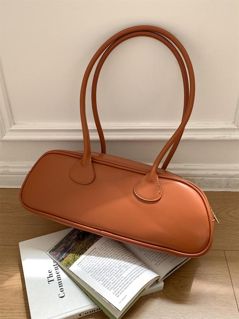 Women's French Baguette Underarm Bowling Bag - Simple Solid Shoulder Handbag