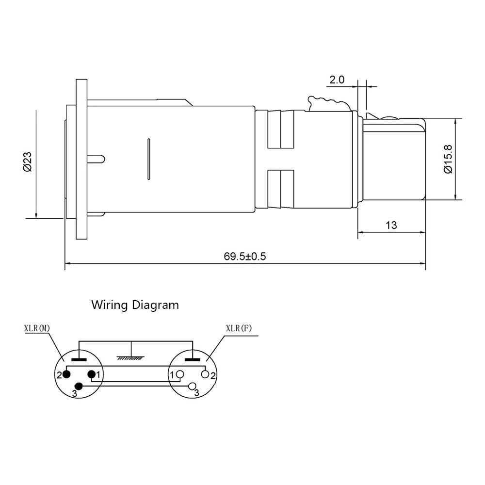 1Pcs D-Type 3Pin XLR Connector Metal Pass Through XLR Jack for Speaker System Installation