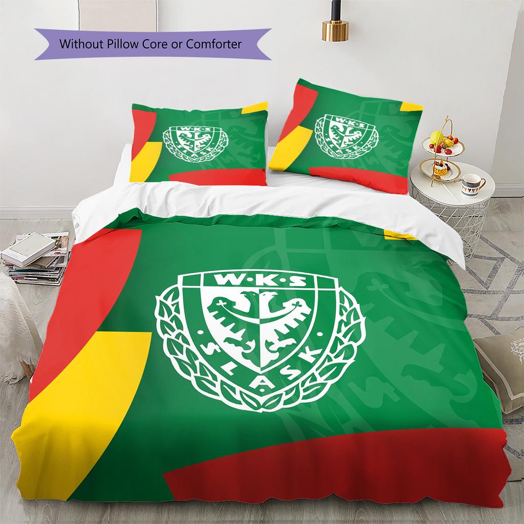 Śląsk Wrocław Muster Bettwäsche Bettdecken-Set Heimdekoration Geschenk (1 Bettbezug + 2 Kissenbezüge (ohne Füllung))