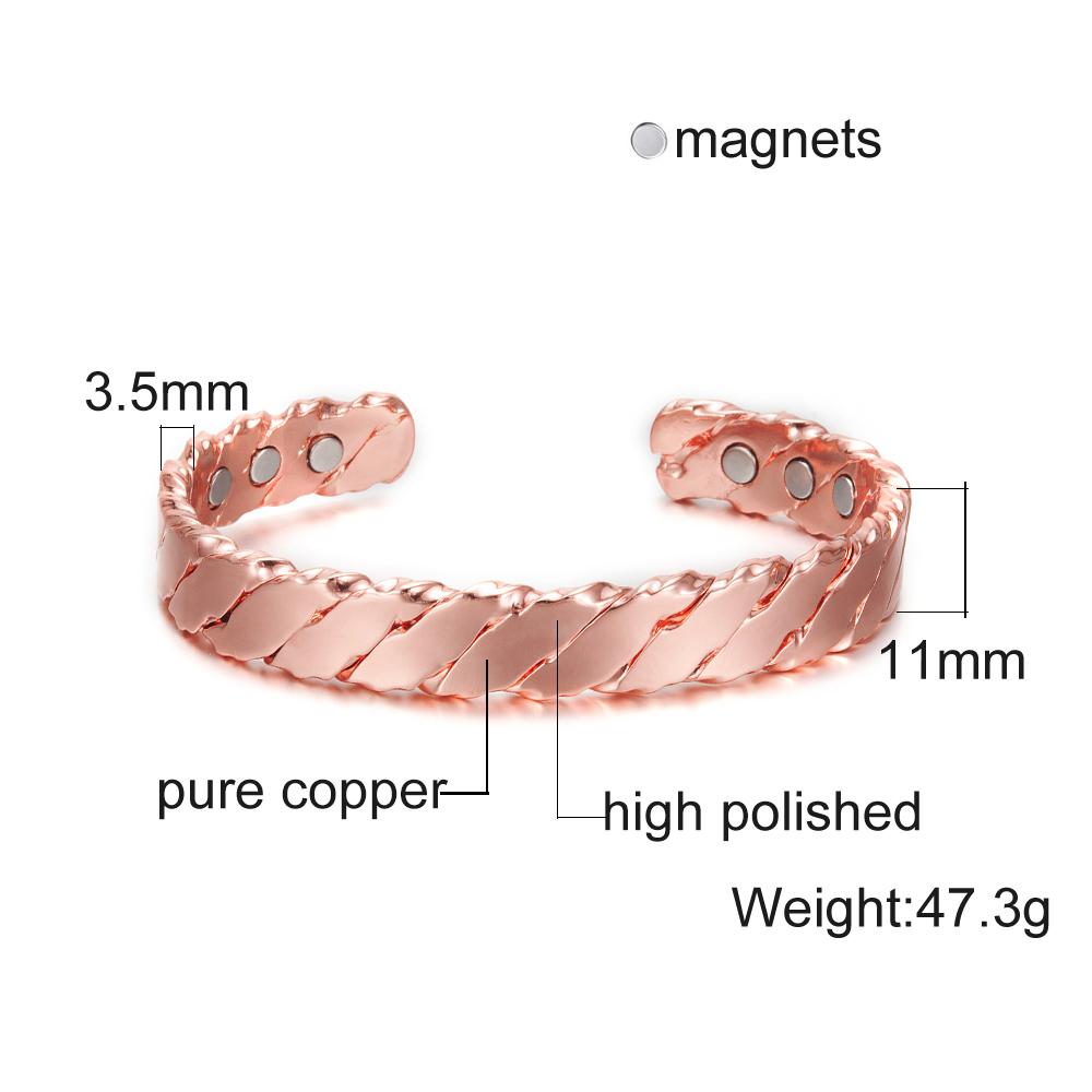 Ikuinen Magnetic Copper Bracelet Men Adjustable Open Cuff Bracelets Arthritis Health Energy Charms Bracelets Bangles for Women