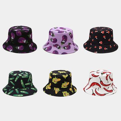 Creative Printed Vegetable Pattern Fisherman Hat Women's Summer Outdoor Leisure Sun Hat Versatile Basin Hat