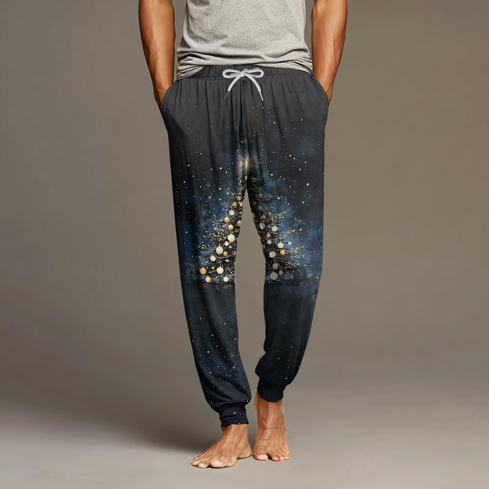 

Мужские повседневные брюки с карманами на кулиске и манжетами, домашние брюки для сна XL