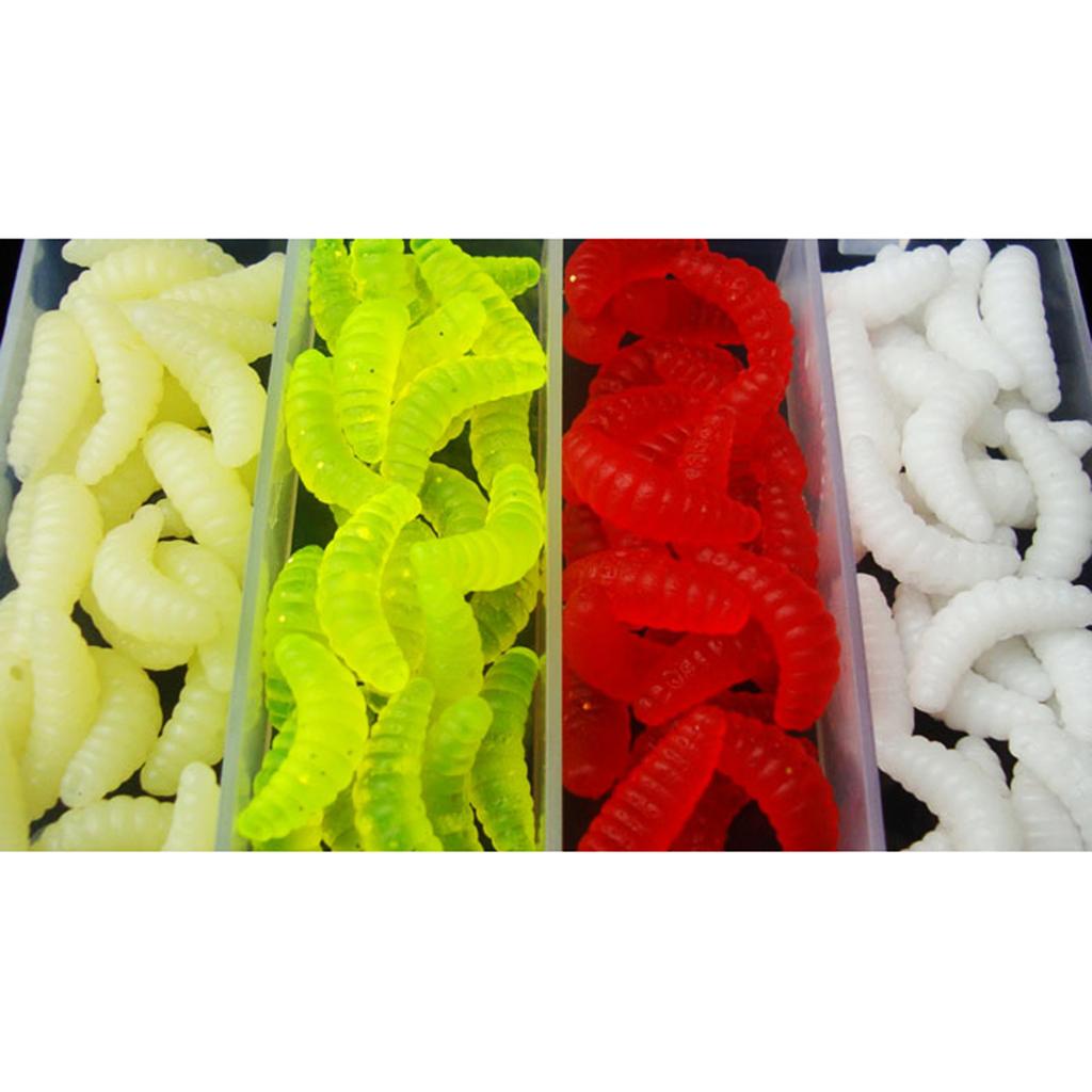 100Pcs 2.1cm Soft Lure Trout Worm Bait Fishing Worm Artificial Silicone Worm Fishing Lure Tackle for Bass Trout Fishing