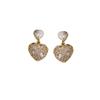 Sparkling Love Zircon Mosquito Coil Disc Ear Clips Niche Design Light Luxury Pearl Earrings Fringed Earrings Without Earholes
