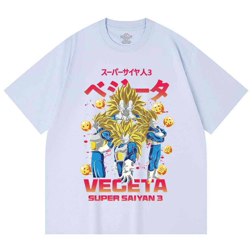 230 Gsm 100% Cotton Dragon Ball V52 Super Saiyan Vegeta Print Unisex Heavy Cotton T Shirt