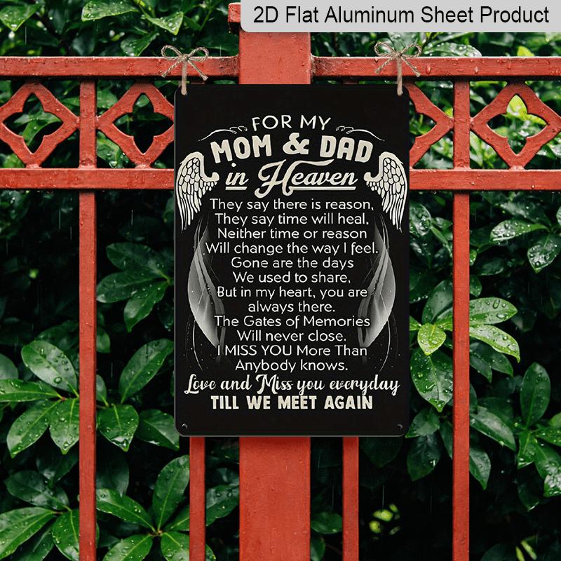 2D Flat Memorial for Mom & Dad for Remembering Loved Ones - Suitable for Memorial Day Aluminium Sign Wall Art for Home, Yard, Backyard, Patio & Porch