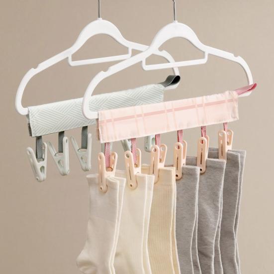 Travel Hanger with 6 Clips Strong Load-bearing Fastener Tape Design