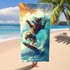 Surfing Dog Theme Pattern Microfiber Beach Towel Is Highly Absorbent, Suitable for Swimming and Beach Outings