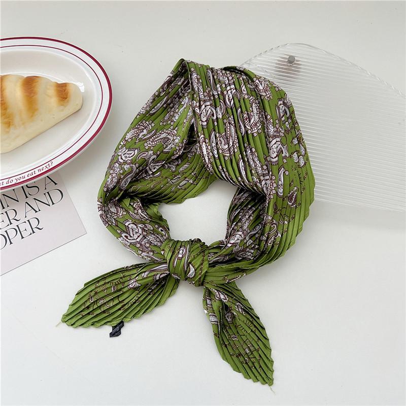 70cm Crumpled Scarf Kerchief Print Square Scarves Women DIY Hair Band Ribbon Headscarf Bandanas Headband Neck Wraps Neckerchief